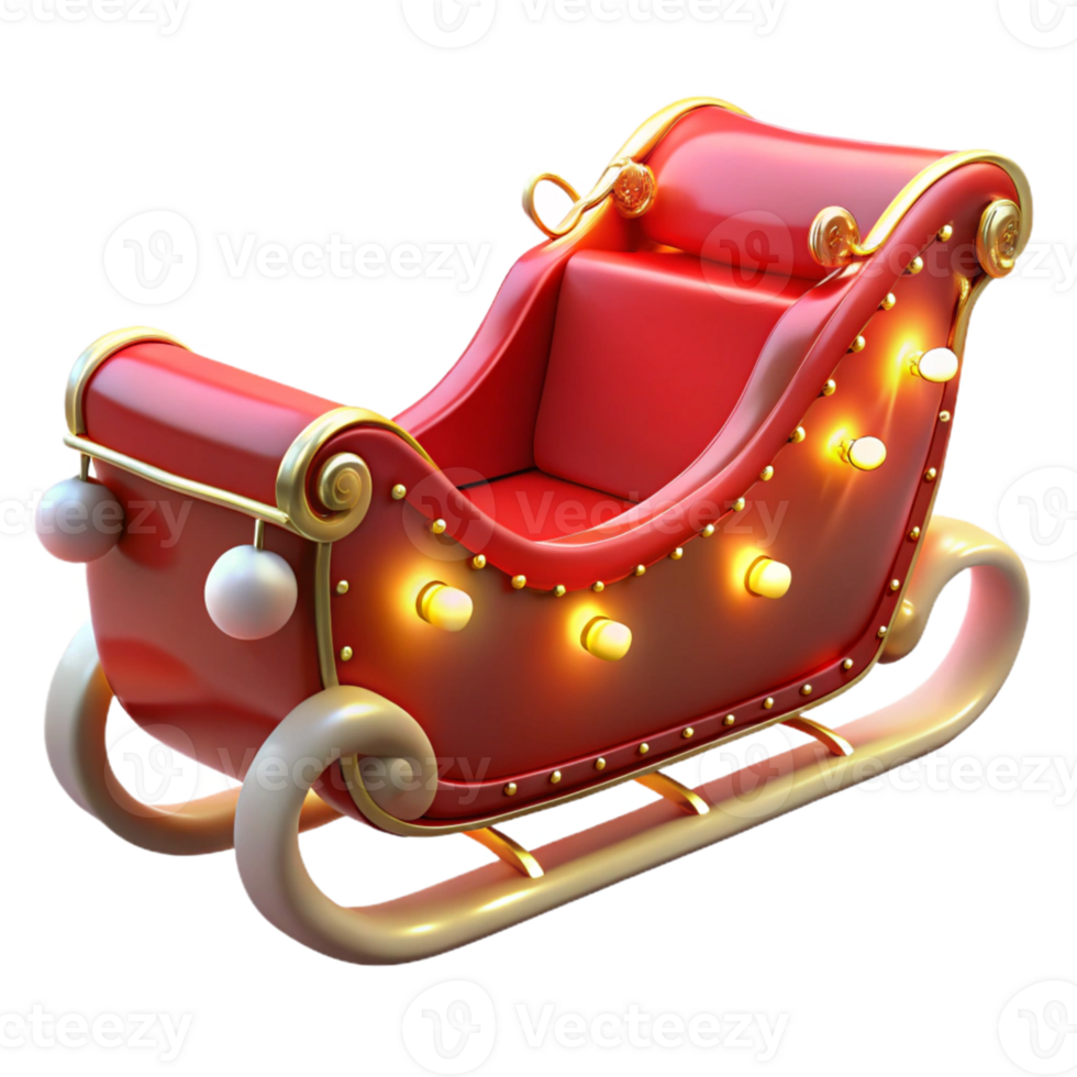 dramatic rustic Red Christmas Sleigh 3D Render exclusive png