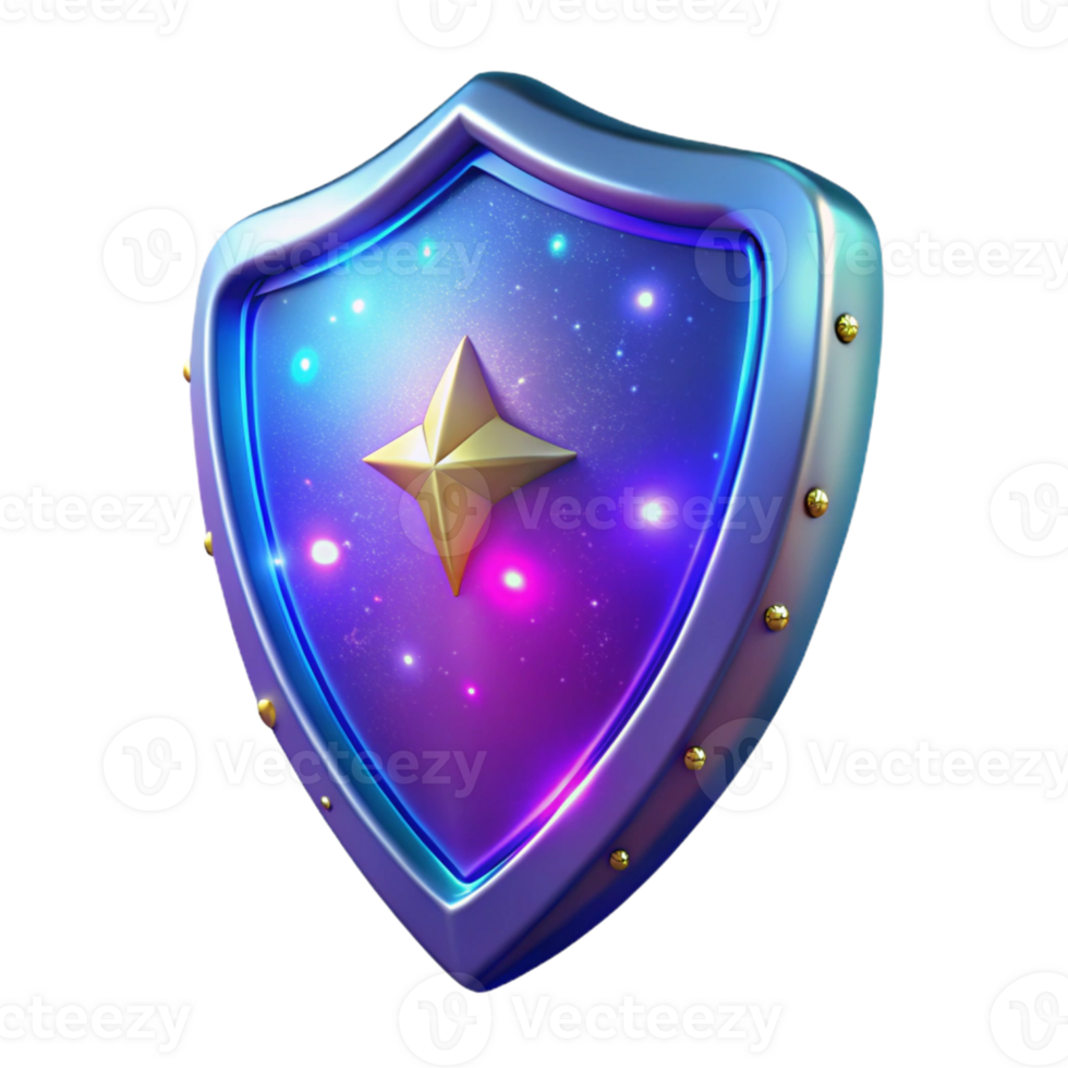 dramatic rustic 3D Galactic Shield Illustration genuine png