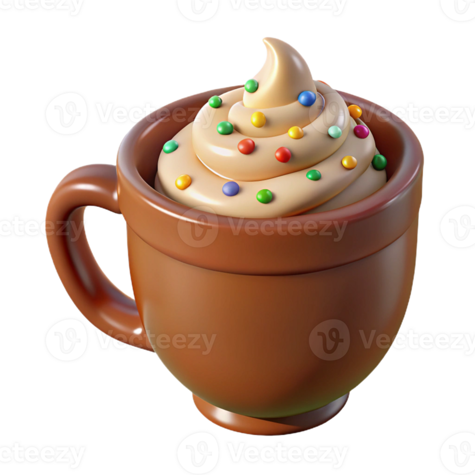 stunning classic Whipped Cream Mug 3D Render authentic png
