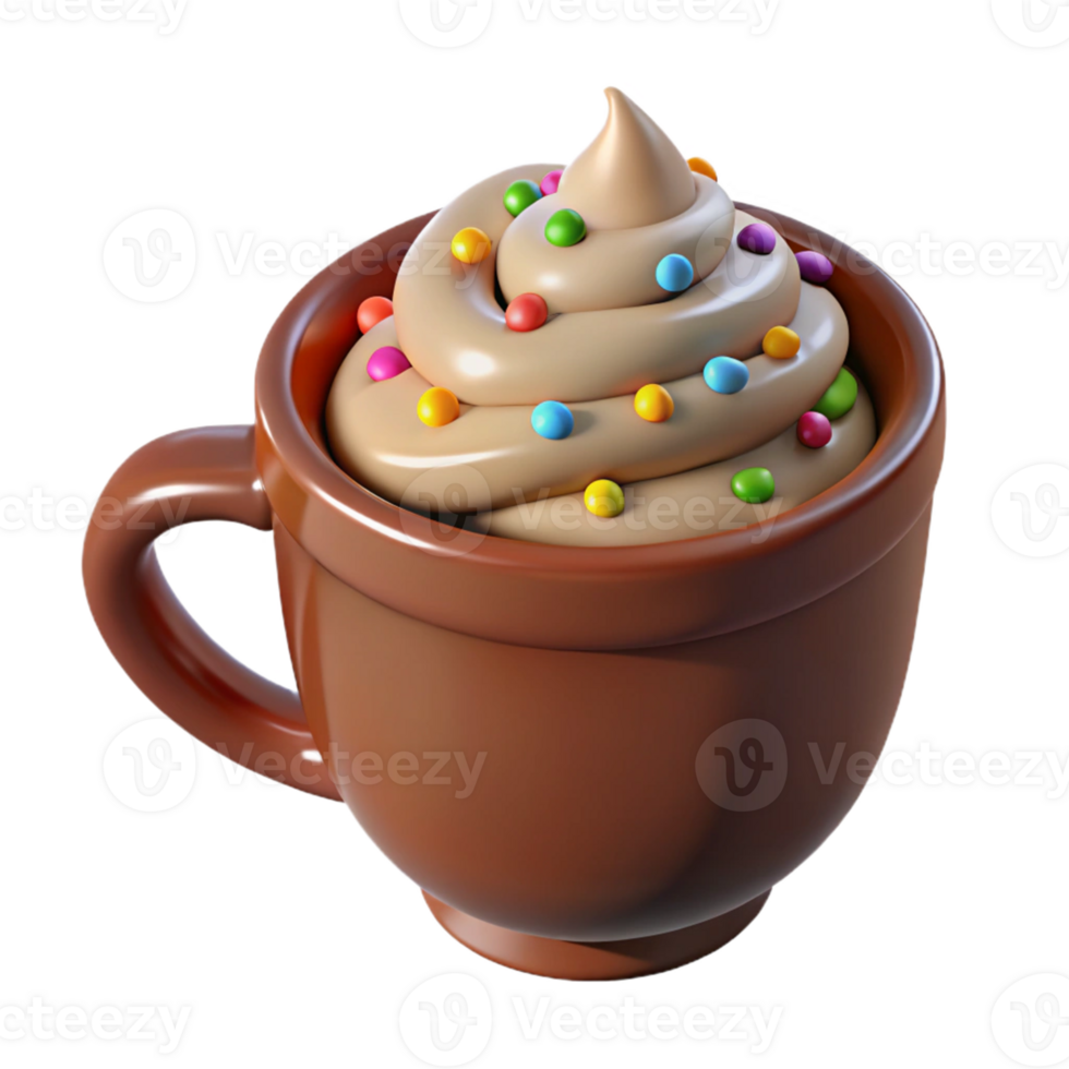 stunning minimalist Whipped Cream in Mug 3D Illustration 4K png