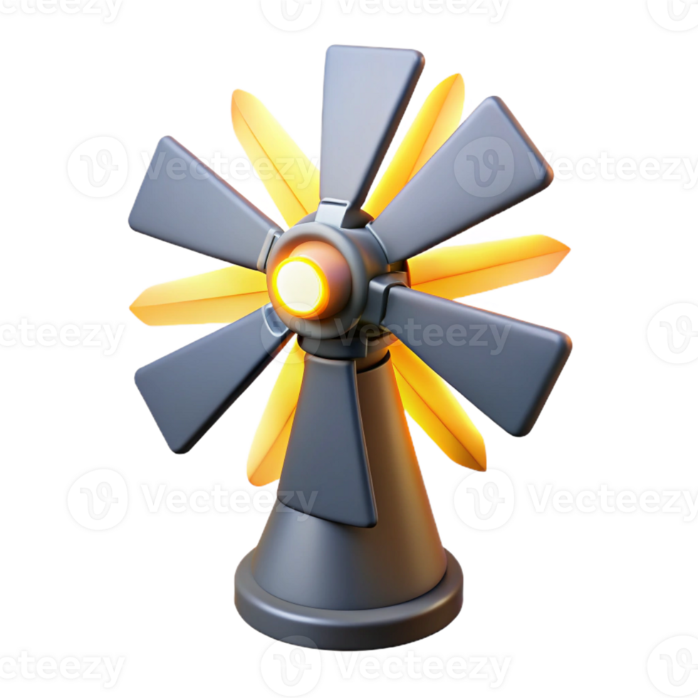 serene modern 3D Render Glowing Windmill Illustration professional png