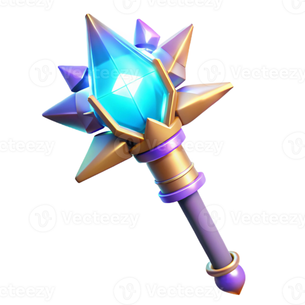 impressive abstract 3D Render of Fantasy Crystal Scepter high quality png