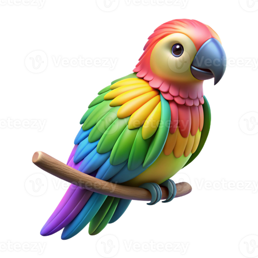 magnificent abstract Rainbow Parrot 3D Illustration original png
