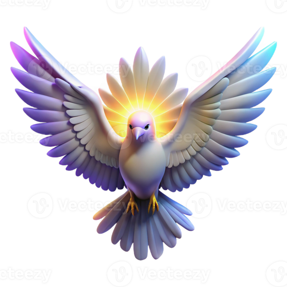 elegant artistic 3D Illustration Dove Holy Spirit Wings high quality png