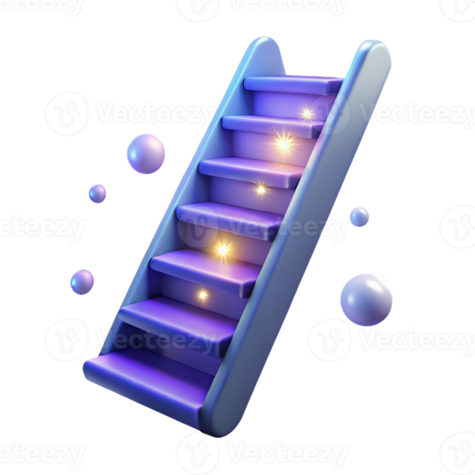 impressive modern 3D Staircase Illustration Glowing Steps Abstract Background 4K png