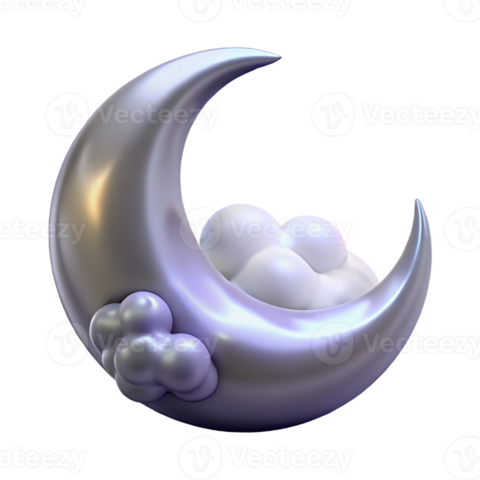 beautiful contemporary 3D Render Moon Cloudscape Illustration original png