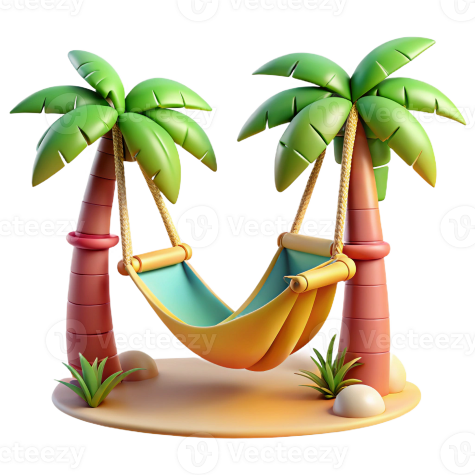 wonderful classic 3D Render Hammock Between Palm Trees authentic png
