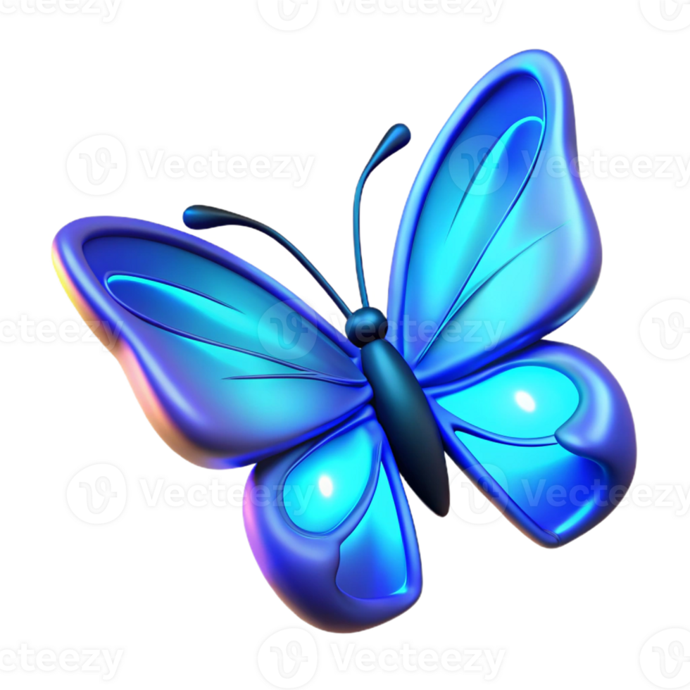 impressive modern Glowing Blue Butterfly 3D Render detailed png
