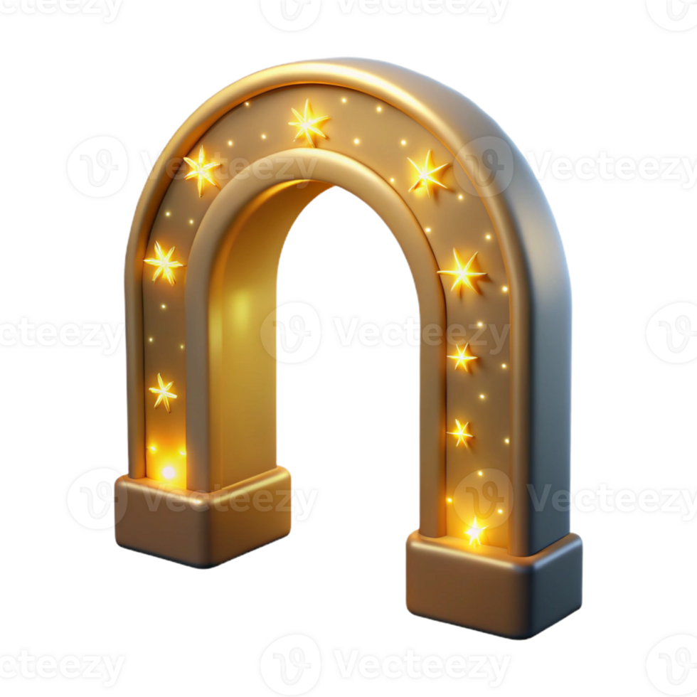 stunning rustic Golden Starlit Arch 3D Render 4K png