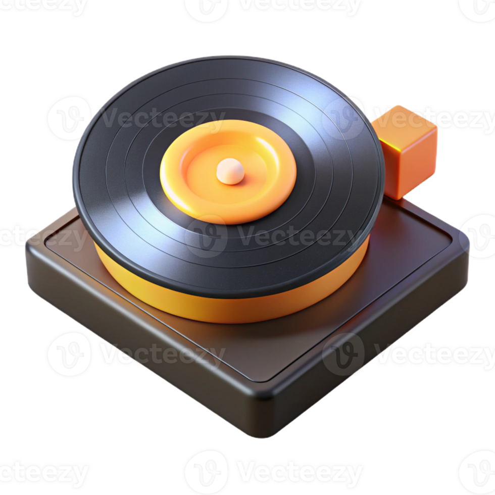 extraordinary vintage 3D Render of Retro Turntable premium png