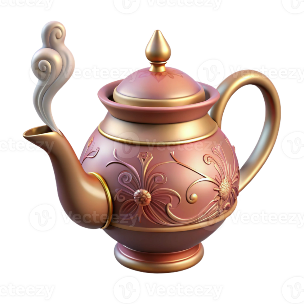 elegant traditional Ornate 3D Teapot Illustration authentic png