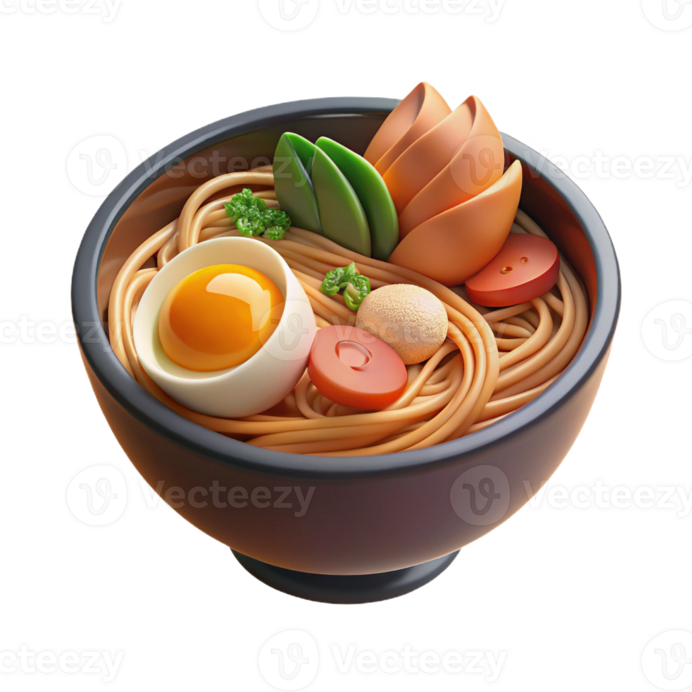 elegant traditional 3D Illustration of Delicious Noodle Bowl premium png