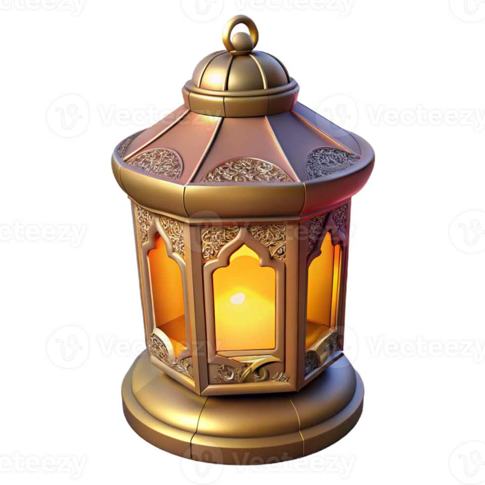 extraordinary creative Golden Ramadan Lantern 3D Render 4K png