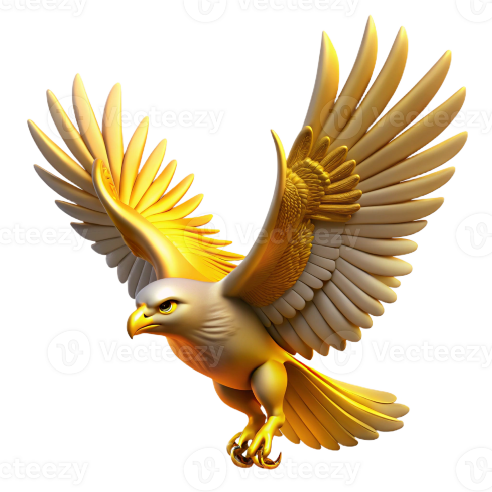 vibrant creative Golden Eagle 3D Illustration detailed png