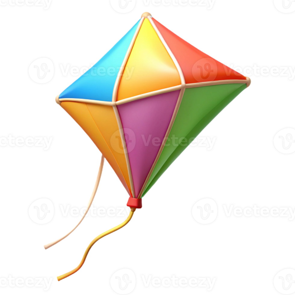 beautiful vintage Colorful Diamond Kite 3D Illustration original png