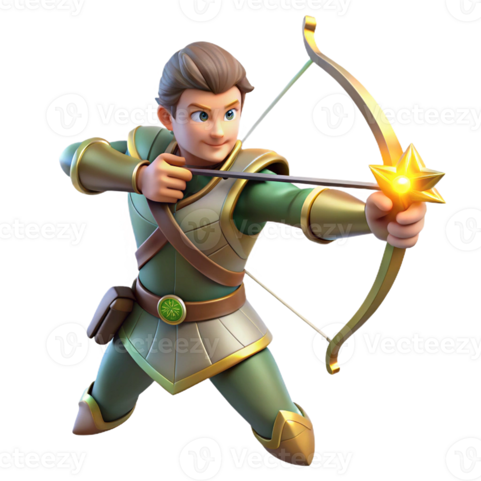 stunning creative 3D Render Young Archer Fantasy Illustration original png