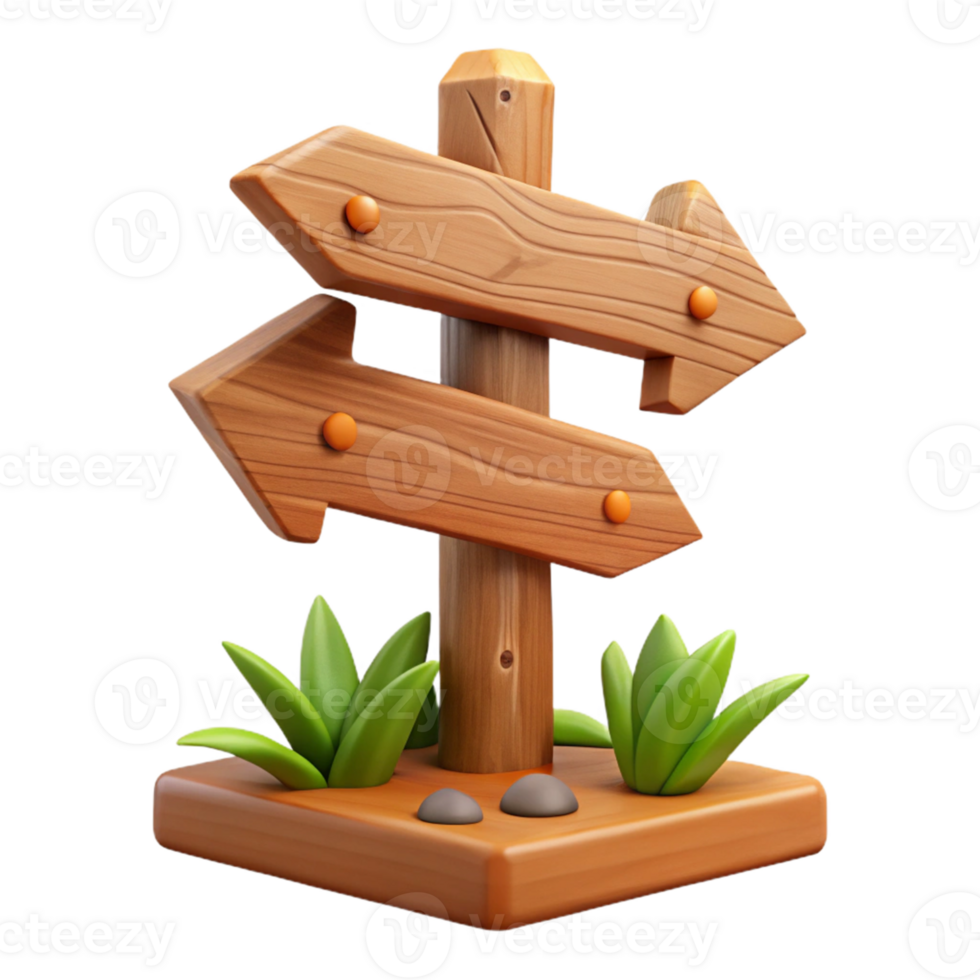impressive modern 3D Wooden Signpost Illustration original png