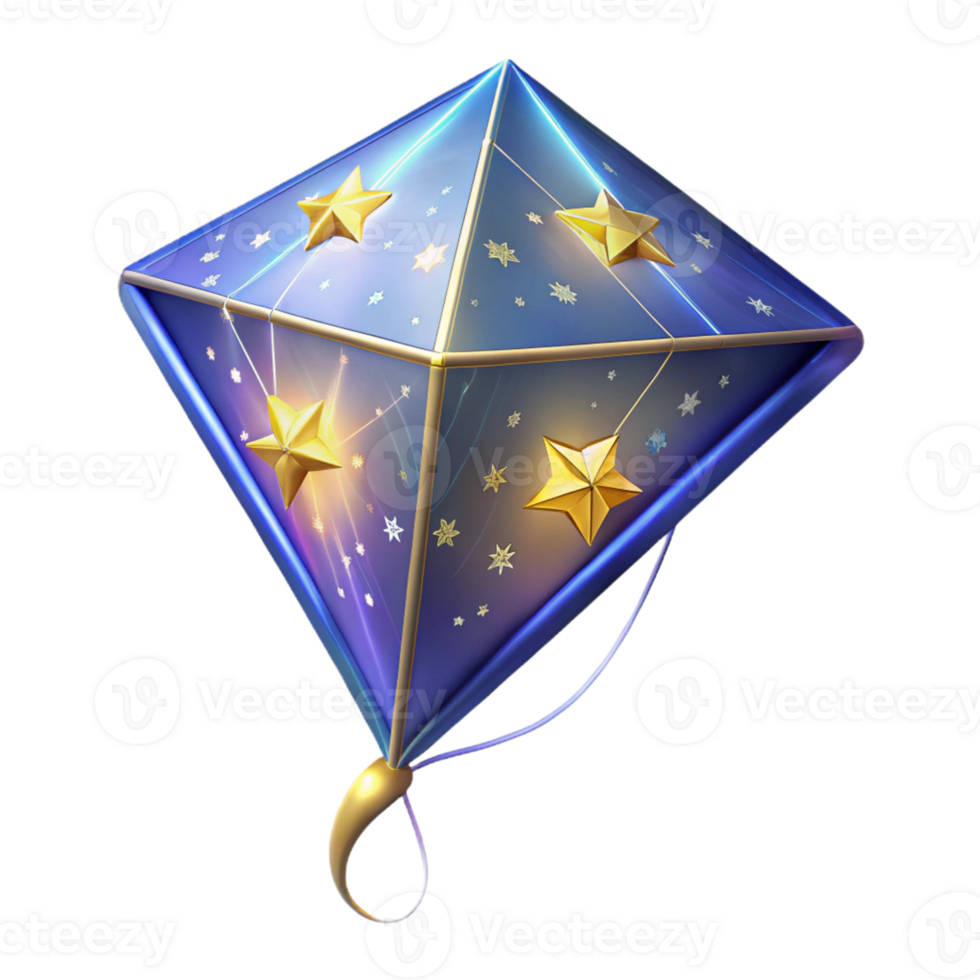 extraordinary abstract 3D Render of a Blue Starry Kite 4K png