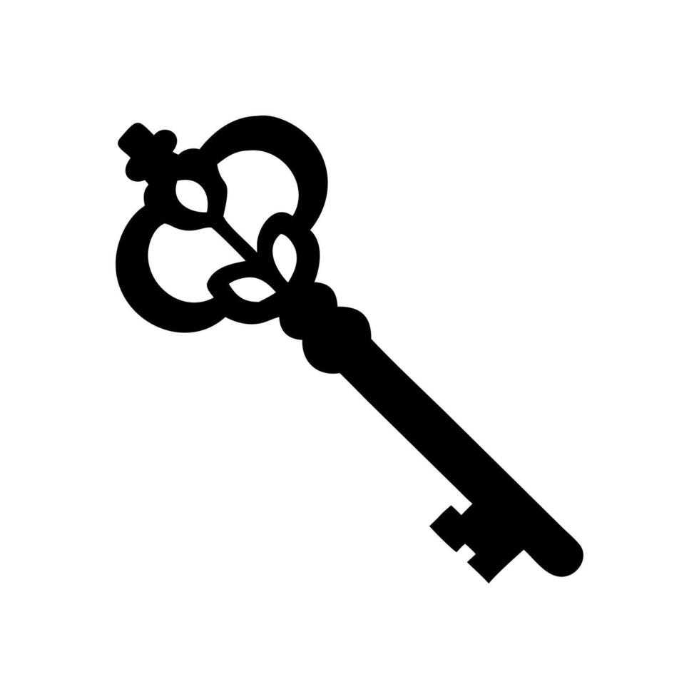 Ornamental Old Key Silhouette vector