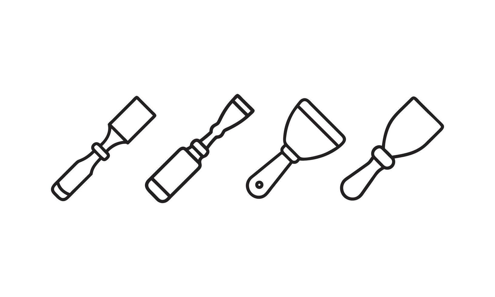 Illustration of Woodcarving and Spatula Tools, chisel wood masonry icons, illustration vector