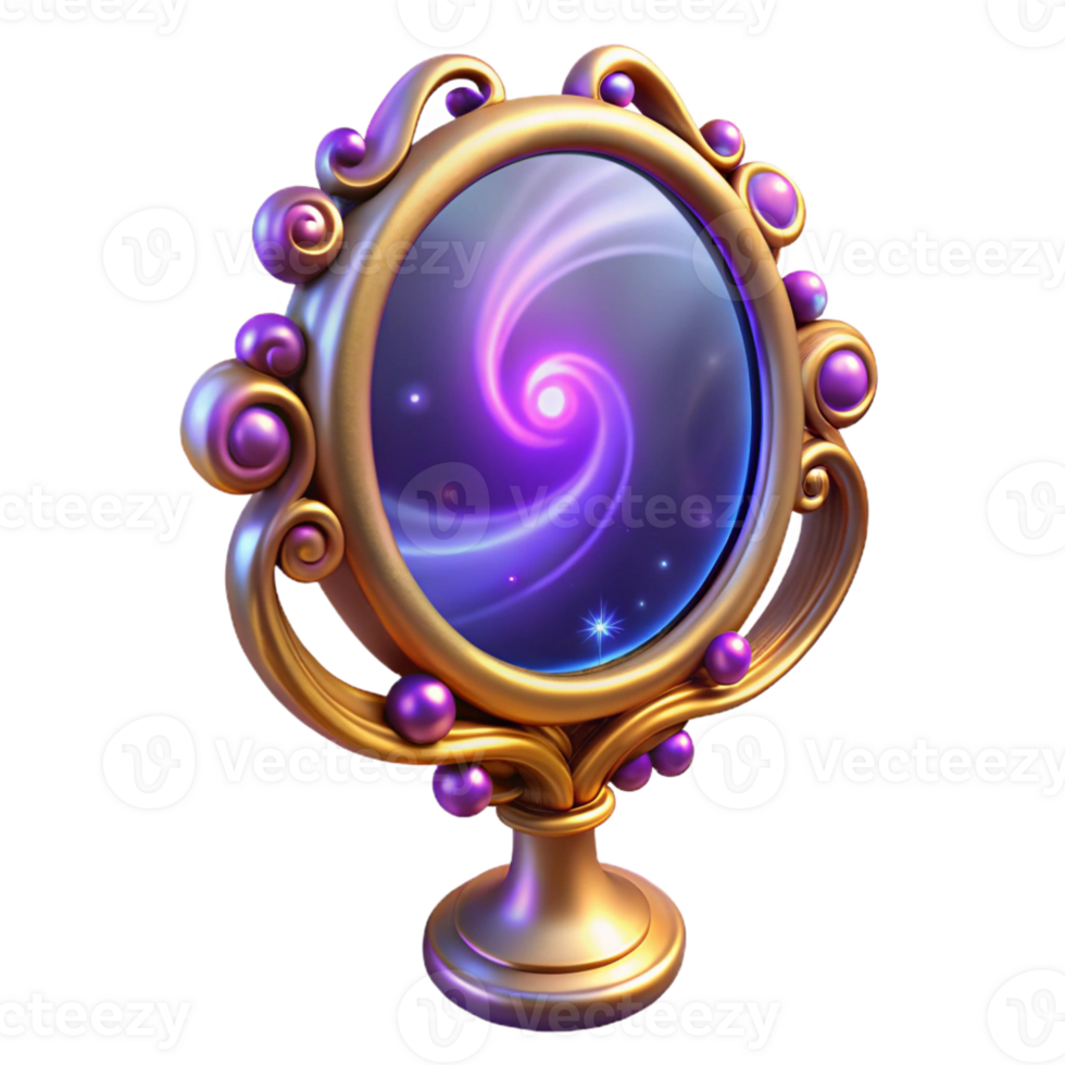 dramatic traditional Ornate 3D Render of a Magical Mirror high quality png