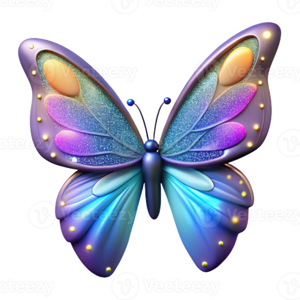 stunning classic 3D Glitter Butterfly Illustration original png