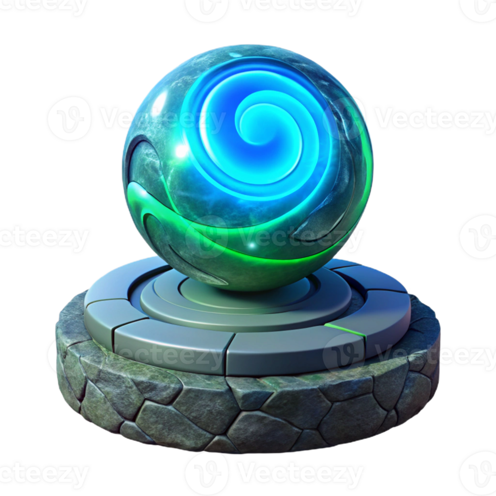 serene minimalist 3D Render Glowing Orb on Stone Base professional png