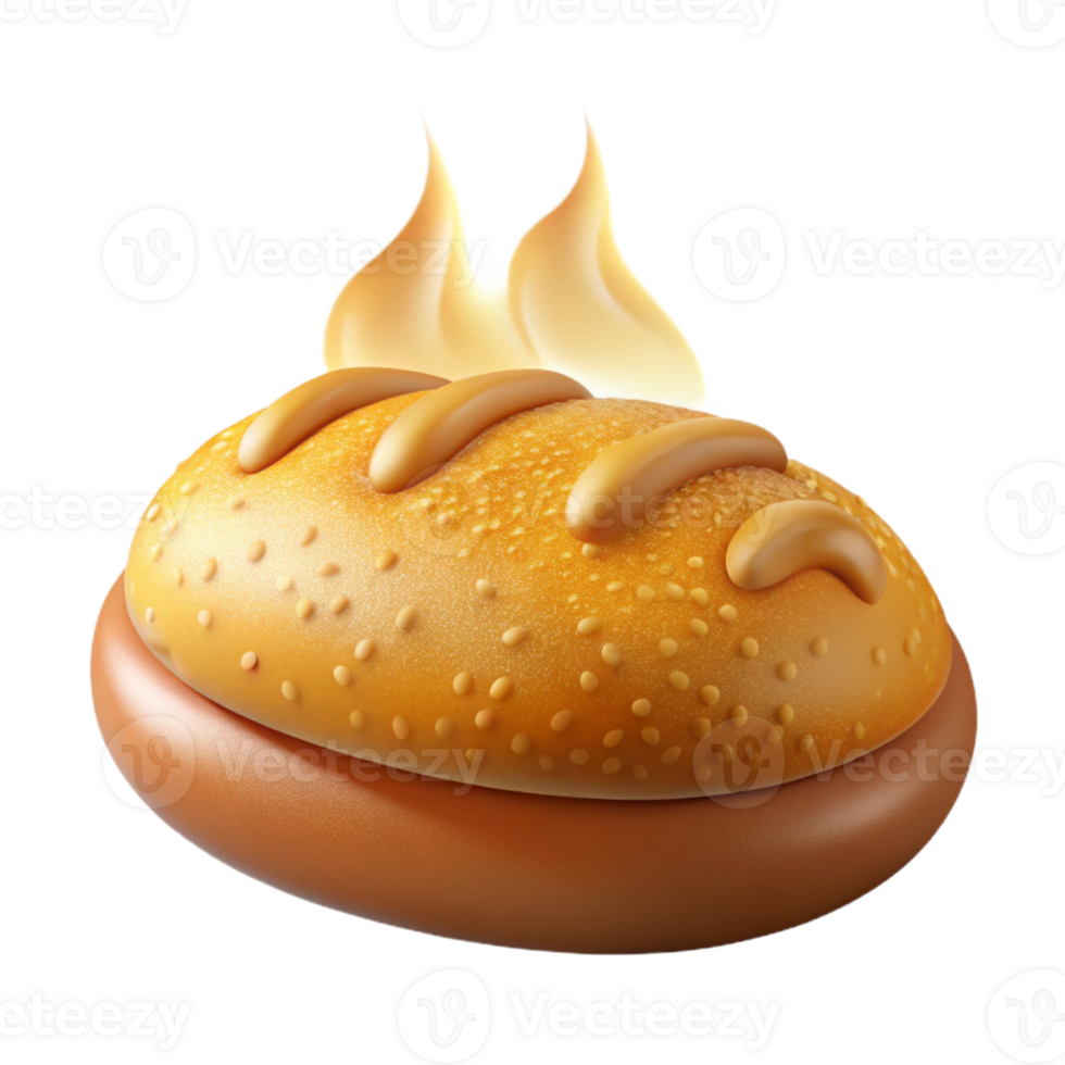 vibrant abstract 3D Render of a Sesame Bun with Butter authentic png
