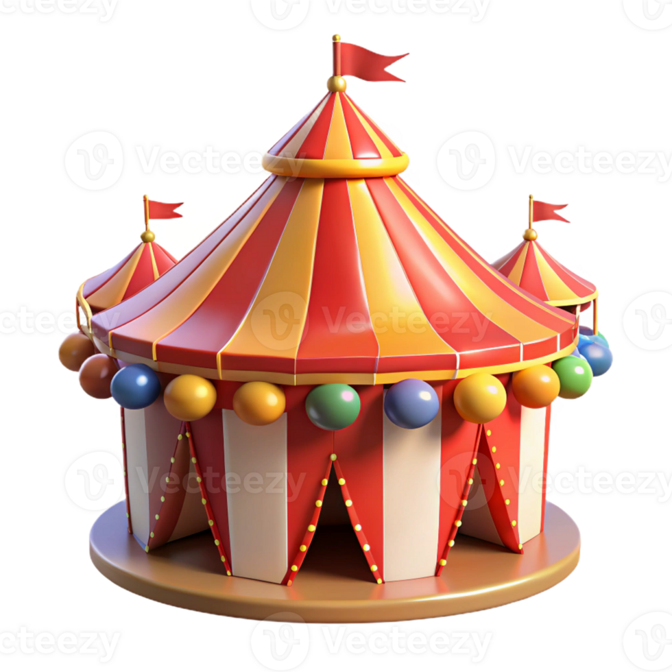 serene contemporary 3D Render Circus Tent Cartoon Illustration professional png