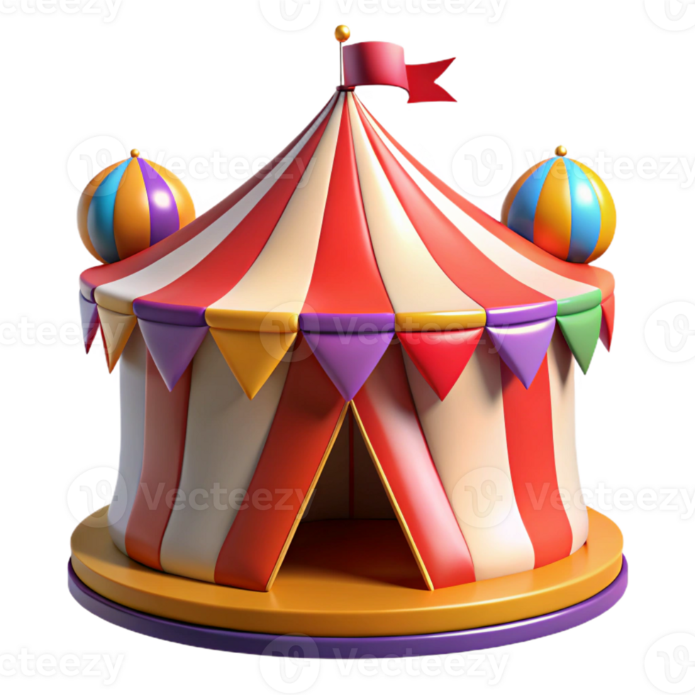 serene minimalist Cartoon Circus Tent 3D Render high resolution png