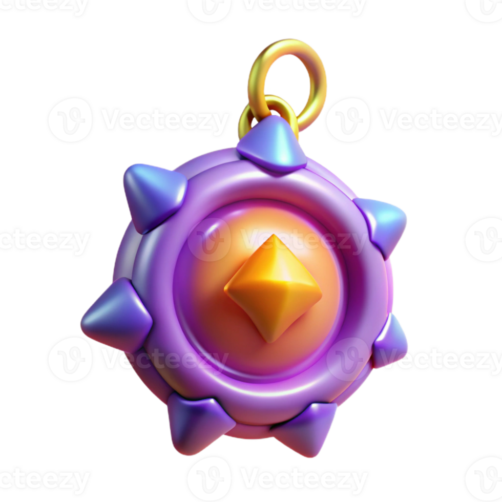 extraordinary minimalist 3D Render Purple Spiky Orb Charm high resolution png