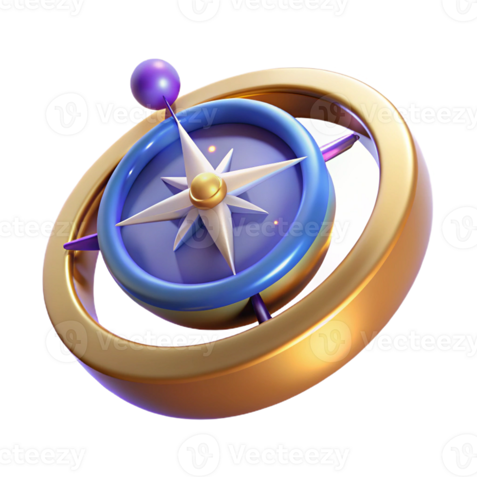 elegant abstract 3D Golden Compass Illustration exclusive png