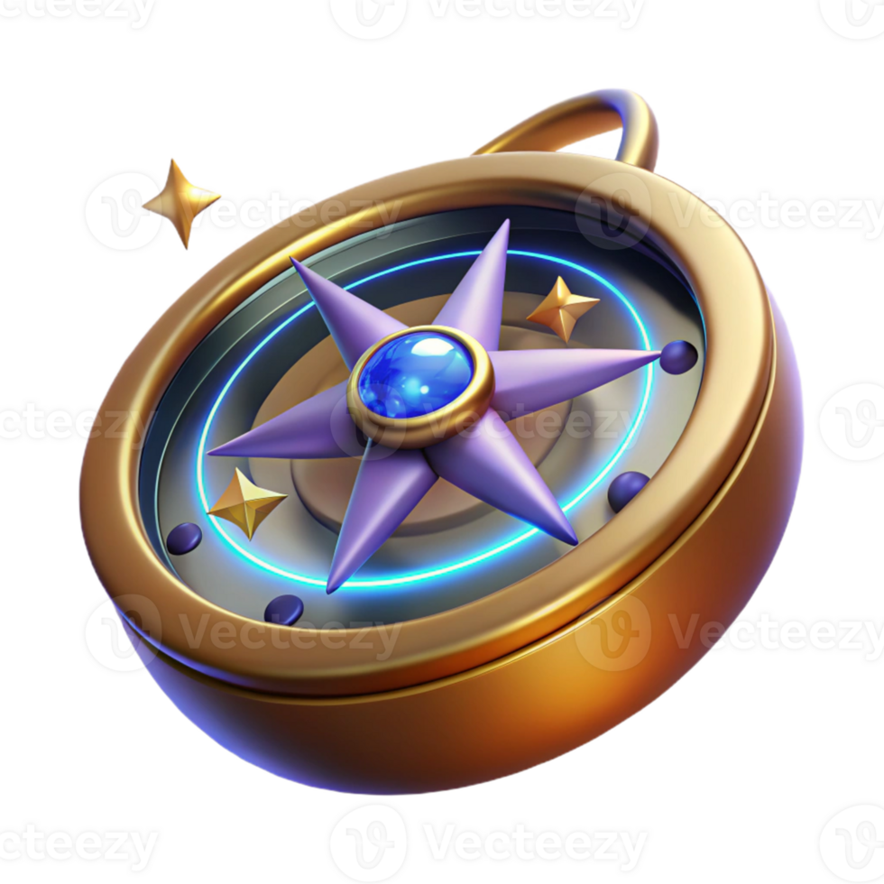 dramatic modern Golden Compass 3D Illustration detailed png