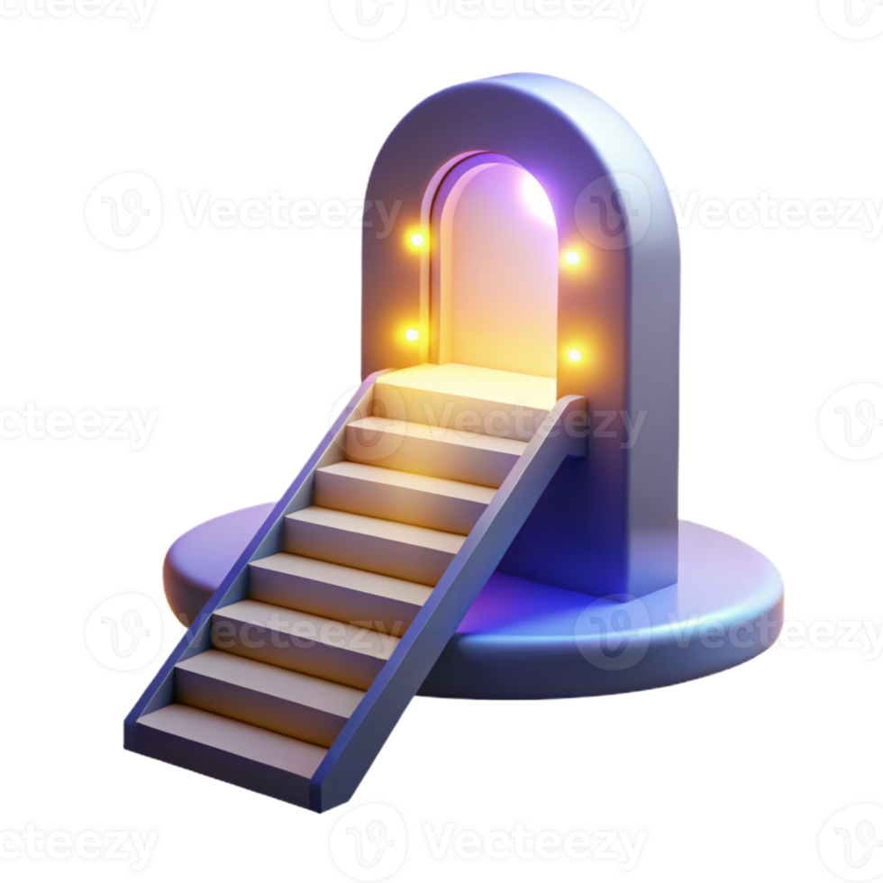 dramatic creative 3D Render of Illuminated Archway with Stairs 4K png