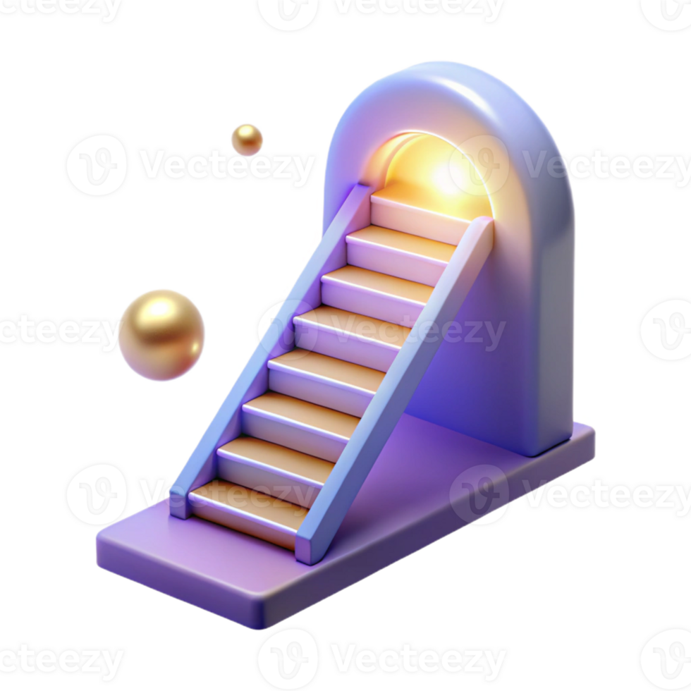 beautiful classic 3D Render Staircase to Light Abstract Background 4K png