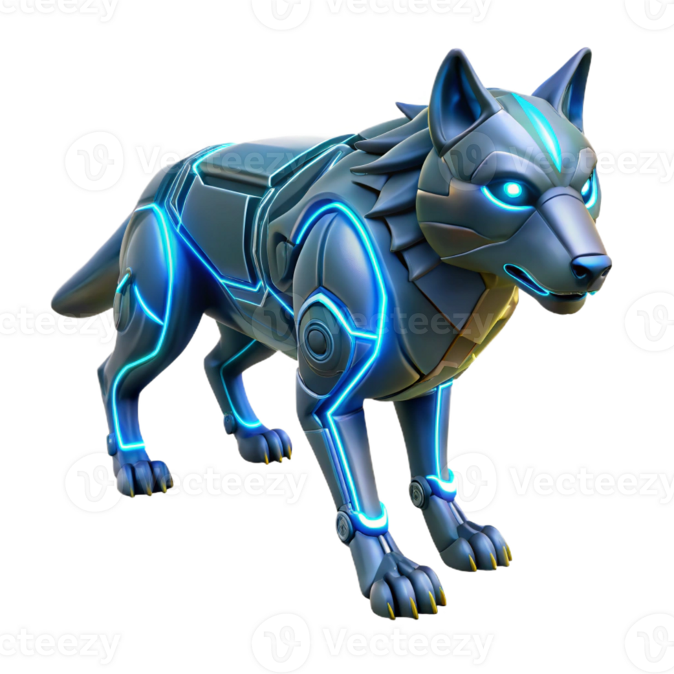 serene rustic Cybernetic Wolf 3D Render detailed png