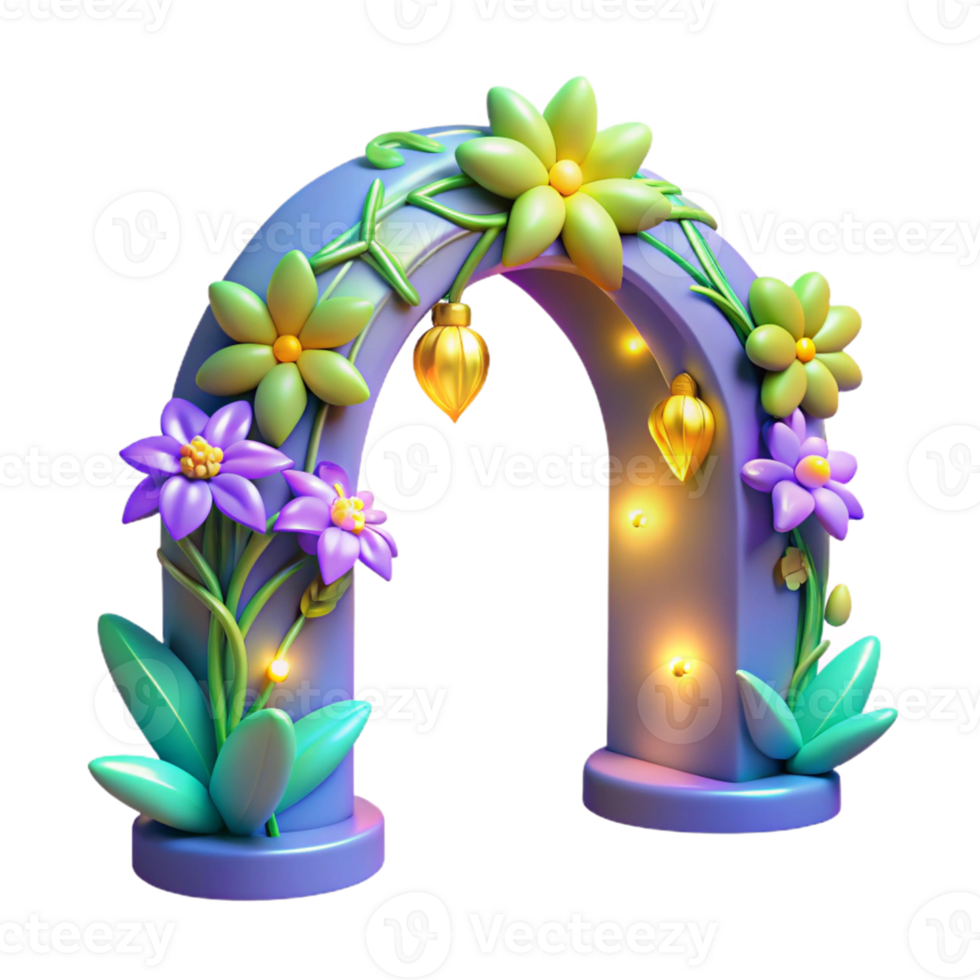extraordinary rustic Floral Arch 3D Render high resolution png