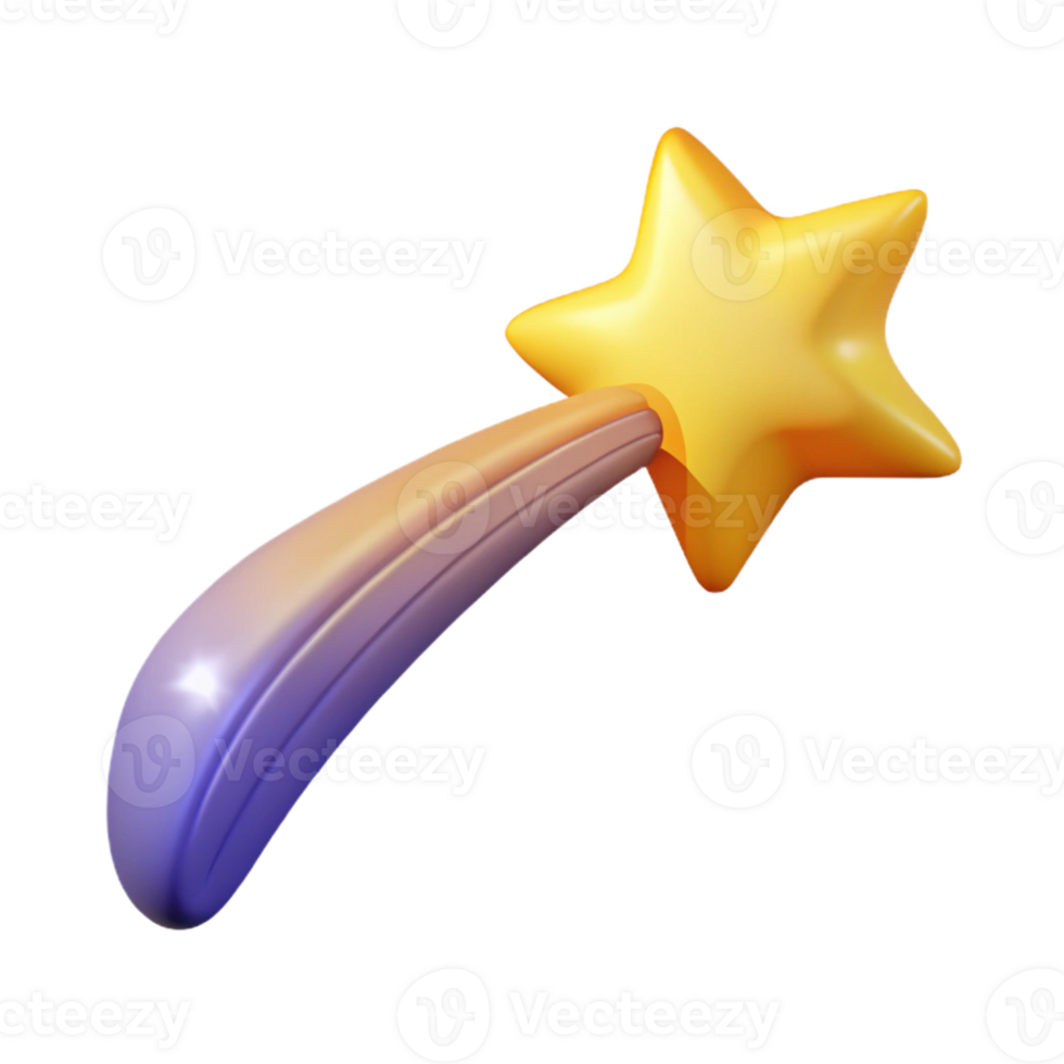 vibrant modern 3D Golden Star Trail Illustration genuine png