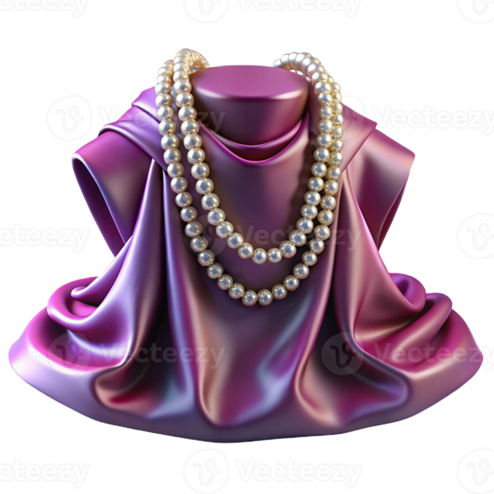 impressive minimalist Elegant Pearl Necklace on Silk Drape 3D Render 4K png