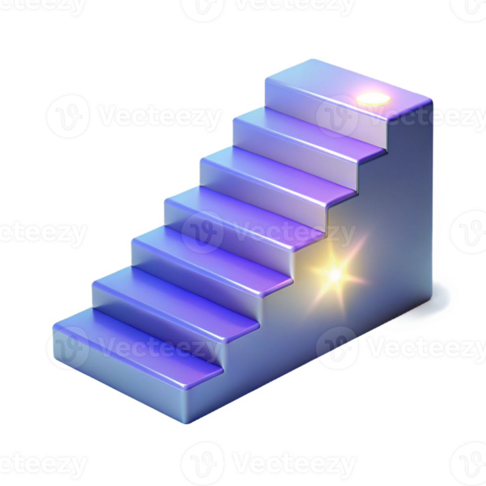 stunning artistic 3D Render Purple Glowing Steps Illustration exclusive png