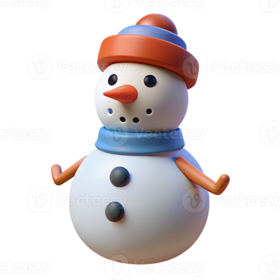 serene contemporary 3D Render of a Cute Snowman exclusive png