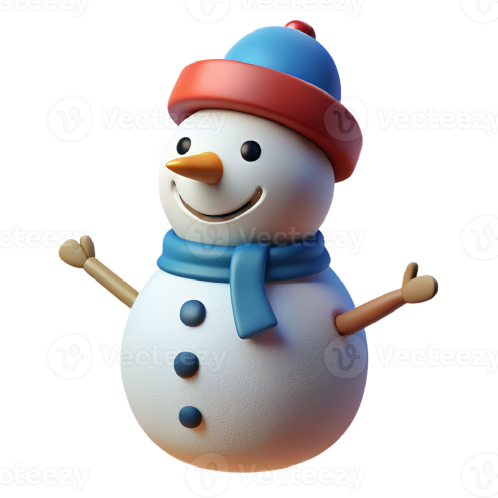 vibrant classic Cheerful 3D Snowman Illustration exclusive png