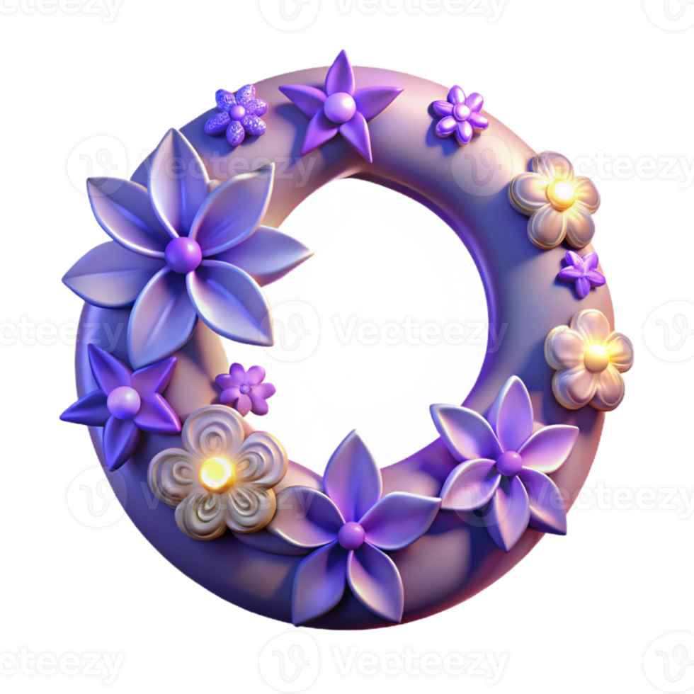 elegant abstract Floral 3D Render Wreath professional png