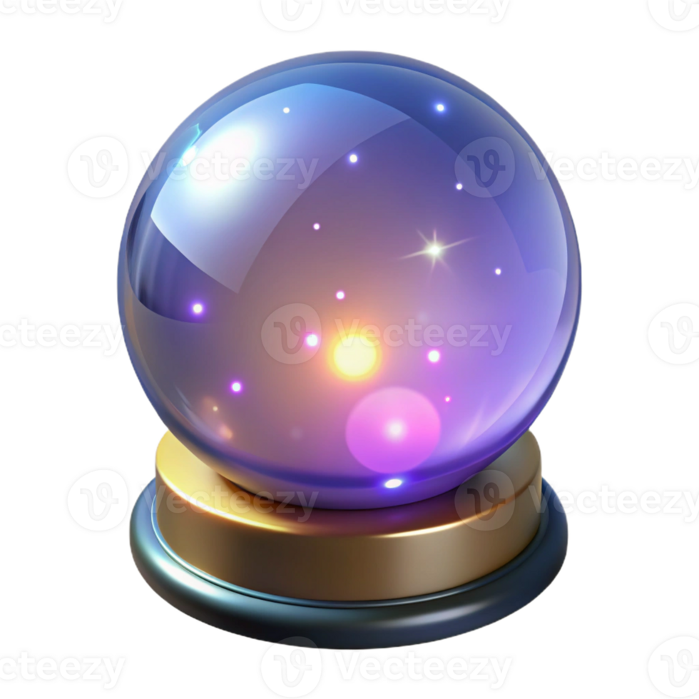 dramatic classic 3D Render of a Crystal Ball with Glowing Lights professional png