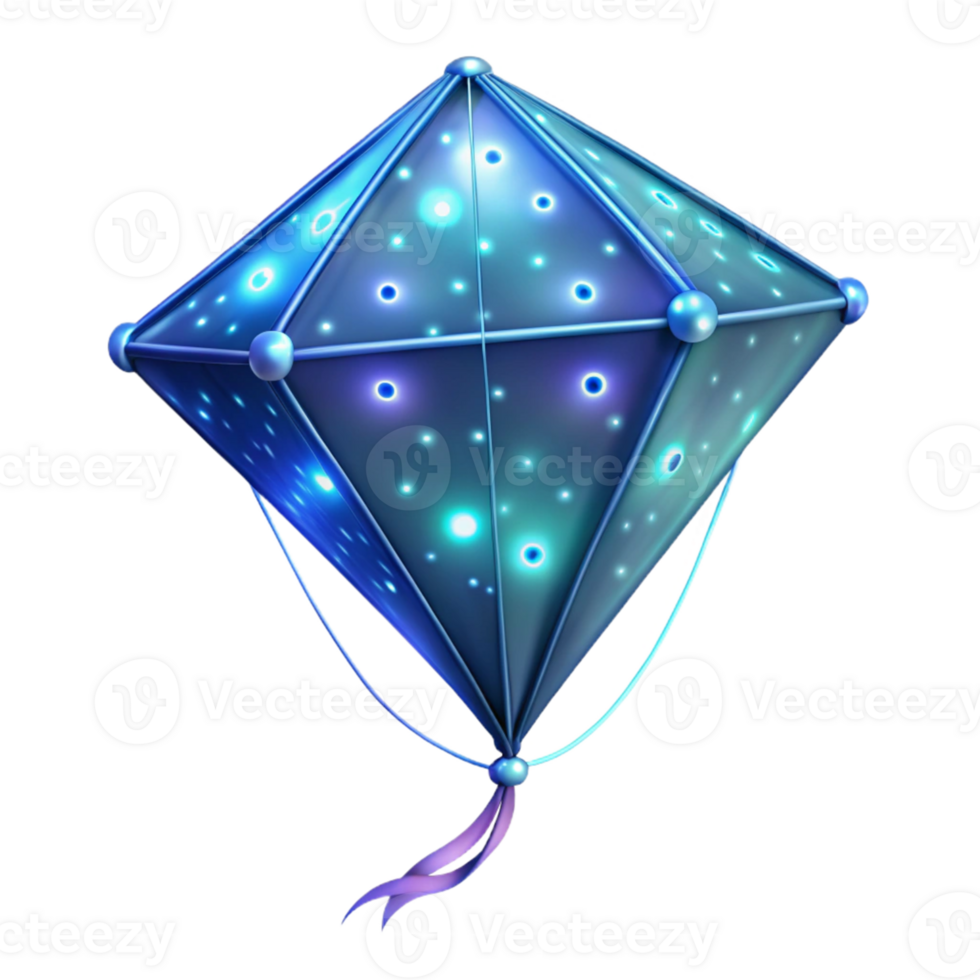 stunning artistic Glowing Crystal Kite 3D Illustration exclusive png
