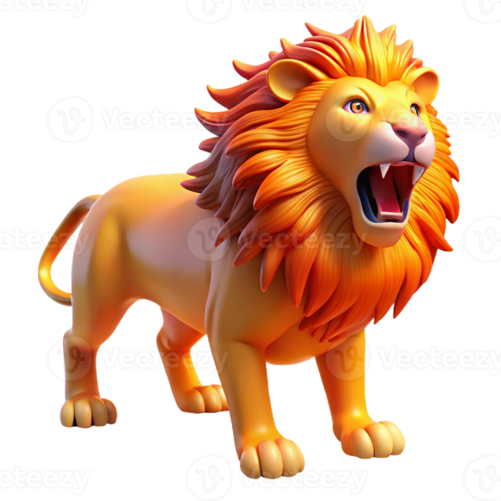 wonderful rustic Roaring Golden Lion 3D Render exclusive png