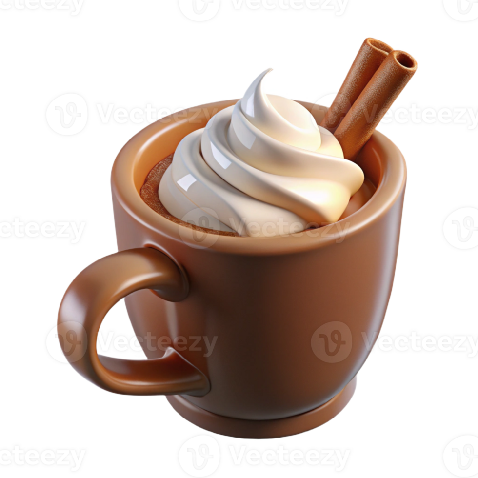 extraordinary traditional 3D Render Whipped Cream Hot Chocolate Mug high quality png