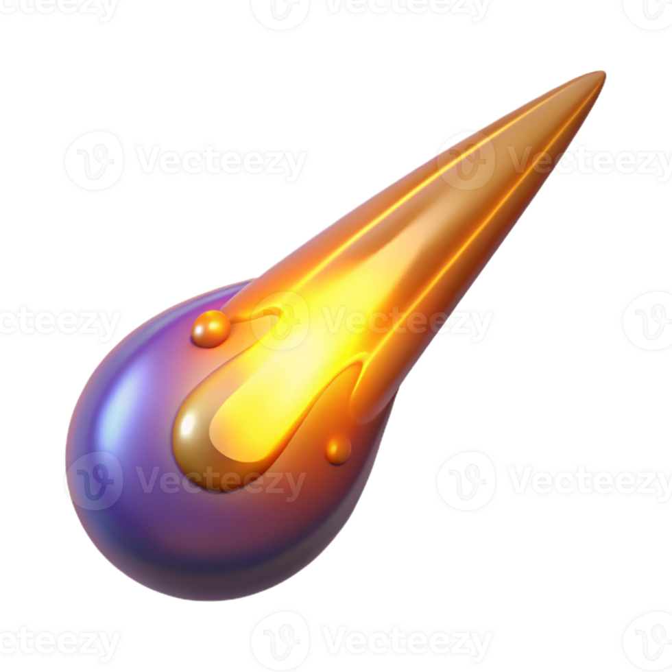 impressive abstract 3D Golden Comet Illustration exclusive png