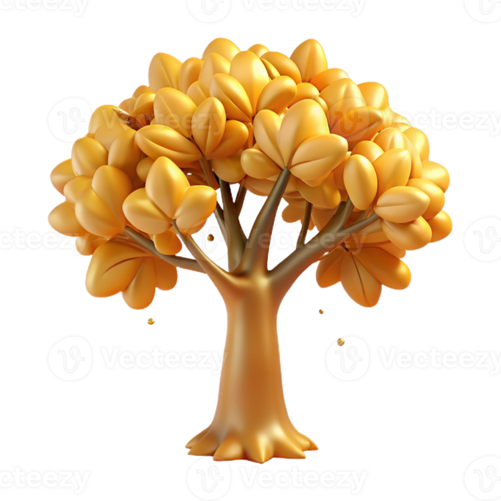wonderful artistic Golden 3D Tree Illustration exclusive png
