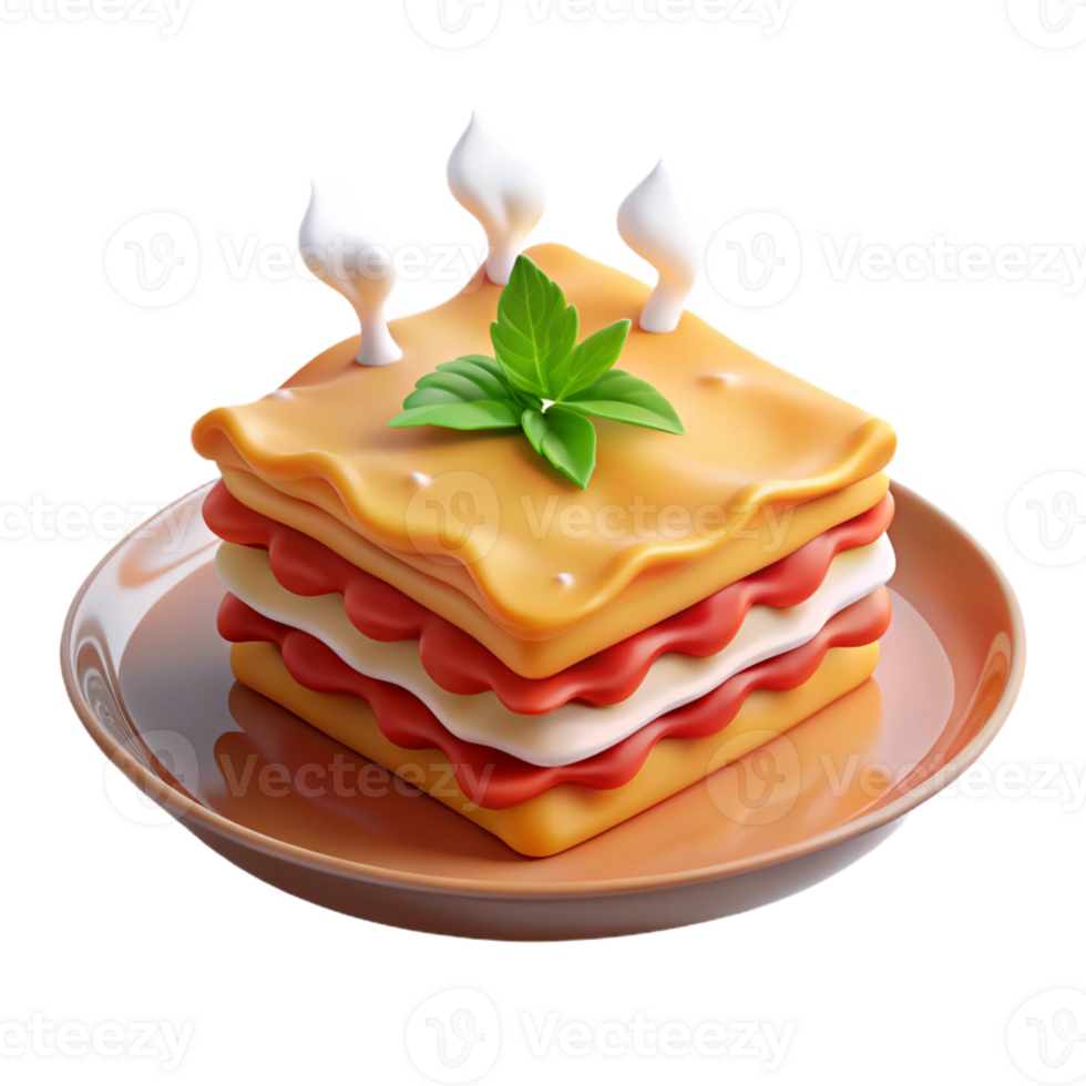 elegant abstract 3D Render Lasagna Illustration authentic png